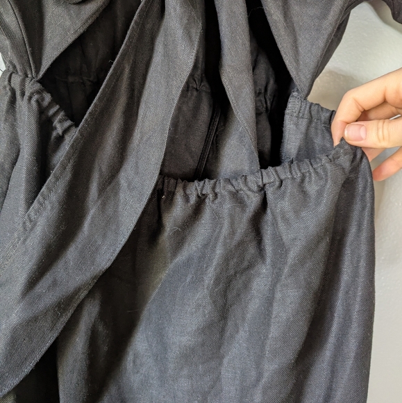 Vetta Convertible Wrap Linen Blend Dress Short Black Minimalist Preppy XS - Picture 8 of 11